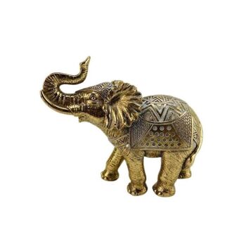 FIGURINE ÉLÉPHANT EN RÉSINE DORÉE 16X7X14CM HM191213 2