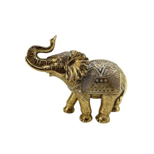 FIGURA ELEFANTE RESINA DORADO 16X7X14CM HM191213