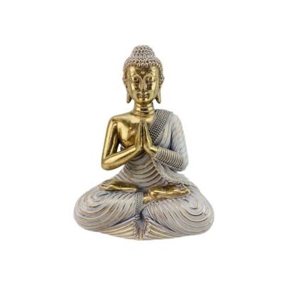 FIGURINE BOUDDHA EN RÉSINE DORÉE 18X14X25CM HM191214