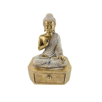 FIGURINE BOUDDHA EN RÉSINE/BOITE 11X9X17CM HM191216 2