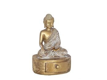 FIGURINE BOUDDHA EN RÉSINE/BOITE 11X11X16CM HM191217 3