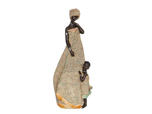 FIGURA RESINA AFRICANA C/NIÑA HM192201
