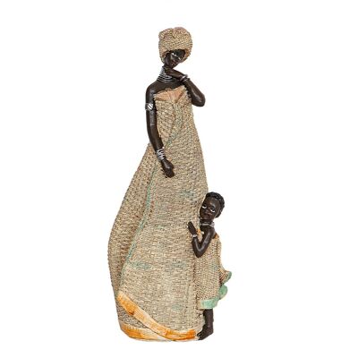 AFRICAN RESIN FIGURE WITH GIRL 16X12X38CM HM192201