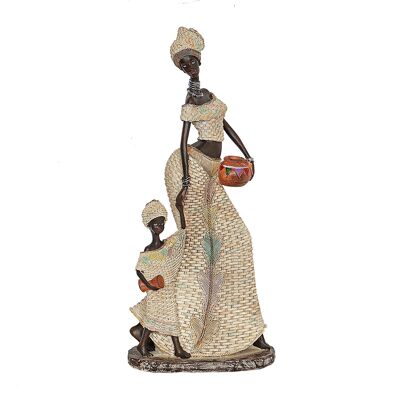 AFRICAN RESIN FIGURE WITH GIRL 17X11X38CM HM192203