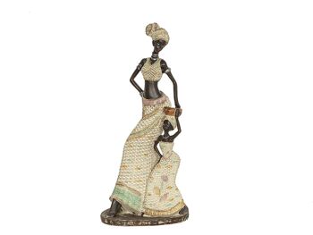 FIGURINE AFRICAINE EN RÉSINE AVEC FILLE HM192204 2