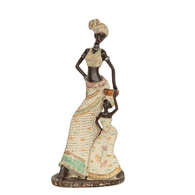 AFRICAN RESIN FIGURE WITH GIRL 18X14X38CM HM192204