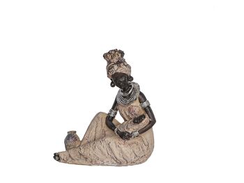 FIGURINE AFRICAINE EN RÉSINE AVEC BÉBÉ 18X12X19CM HM192212 2