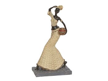 FIGURINE AFRICAINE EN RÉSINE AVEC POT 15X10X29CM HM192224 2