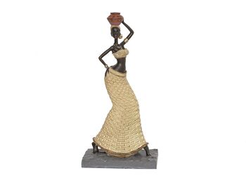 FIGURINE AFRICAINE EN RÉSINE AVEC POT HM192225 2