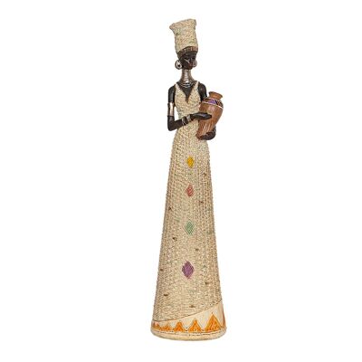 AFRIKANISCHE HARZFIGUR MIT TOPF 11X9X46CM HM192226