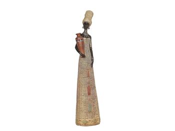 FIGURINE AFRICAINE EN RÉSINE AVEC POT 11X8X46CM HM192227 2