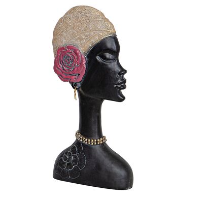 BUSTE EN RÉSINE FEMME TURBAN FLEUR 17X7X35CM HM192234