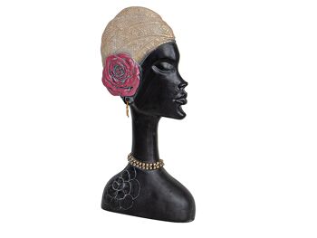 BUSTE EN RÉSINE FEMME TURBAN FLEUR 17X7X35CM HM192234 1