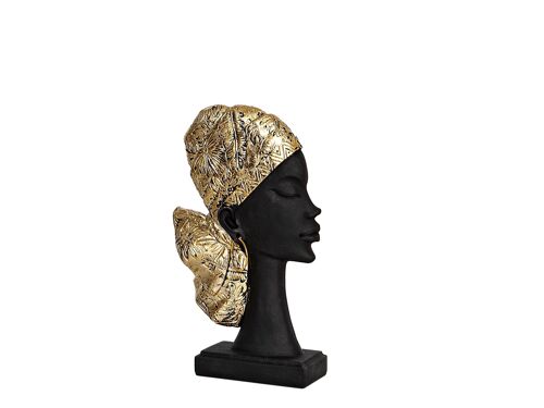 BUSTO RESINA MUJER TURBANTE DORADO 13X5X23CM HM192238