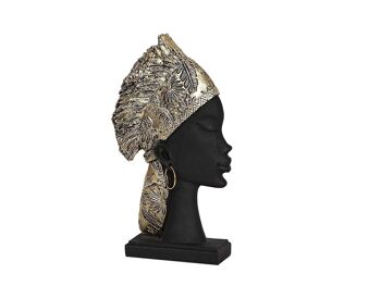 BUSTE RÉSINE FEMME TURBAN DORÉ 16X6X28CM HM192239 2