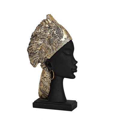 BUSTE RÉSINE FEMME TURBAN DORÉ 16X6X28CM HM192239