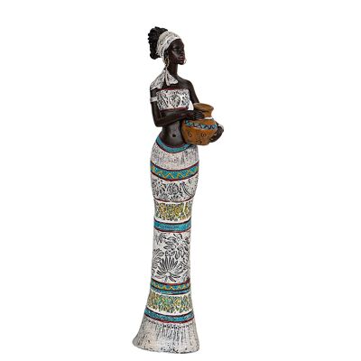 FIGURINE AFRICAINE EN RÉSINE CANTARO 11X7X41CM HM192242