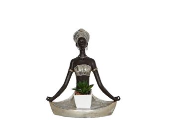 FIGURINE AFRICAINE EN RÉSINE AVEC CENTRE 22X14X24CM HM192247 3