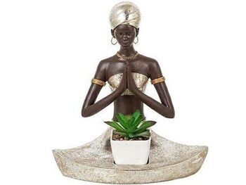 FIGURINE AFRICAINE EN RÉSINE AVEC CENTRE 20X12X24CM HM192248 2