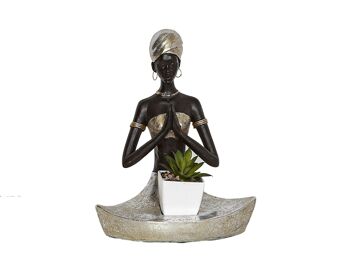 FIGURINE AFRICAINE EN RÉSINE AVEC CENTRE HM192248 3