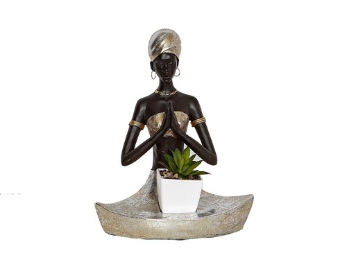 FIGURA RESINA AFRICANA C/CENTRO 20X12X24CM HM192248