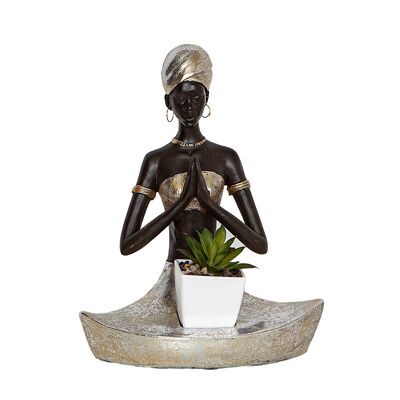 FIGURA AFRICANA IN RESINA CON CENTRO HM192248