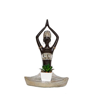 FIGURA AFRICANA IN RESINA CON CENTRO 20X12X29CM HM192249