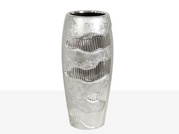 VASE CÉRAMIQUE ARGENT 14X14X30CM HM221012 2