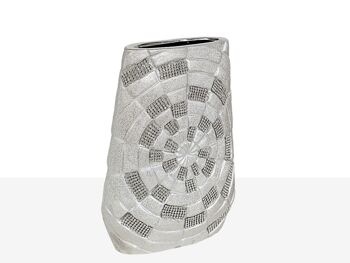 VASE CÉRAMIQUE ARGENT 19X6X26CM HM221017 2