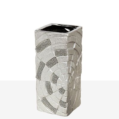 VASO CERAMICA ARGENTO 11X11X25CM HM221018