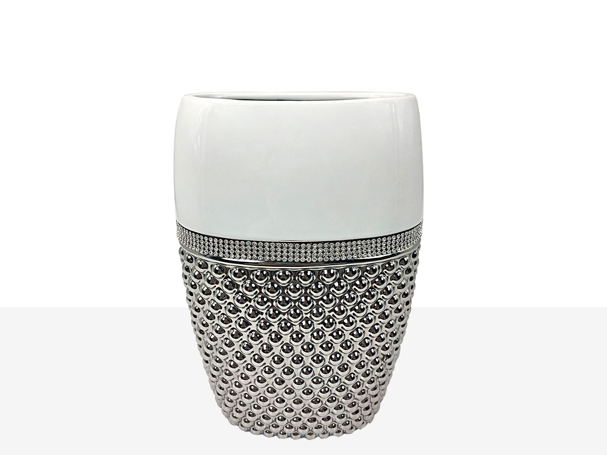 VASO IN CERAMICA BIANCO/ARGENTO HM221093