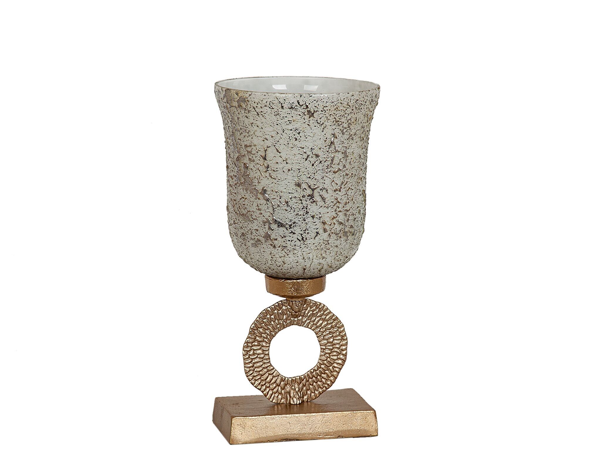 COPPA IN VETRO ARGENTO BASE IN METALLO DORATO HM252202