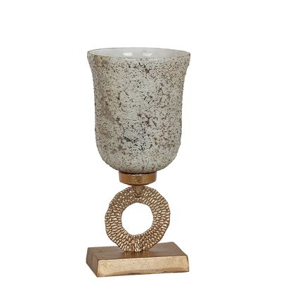 SILVER GLASS CUP GOLDEN METAL BASE 19X19X39CM HM252202