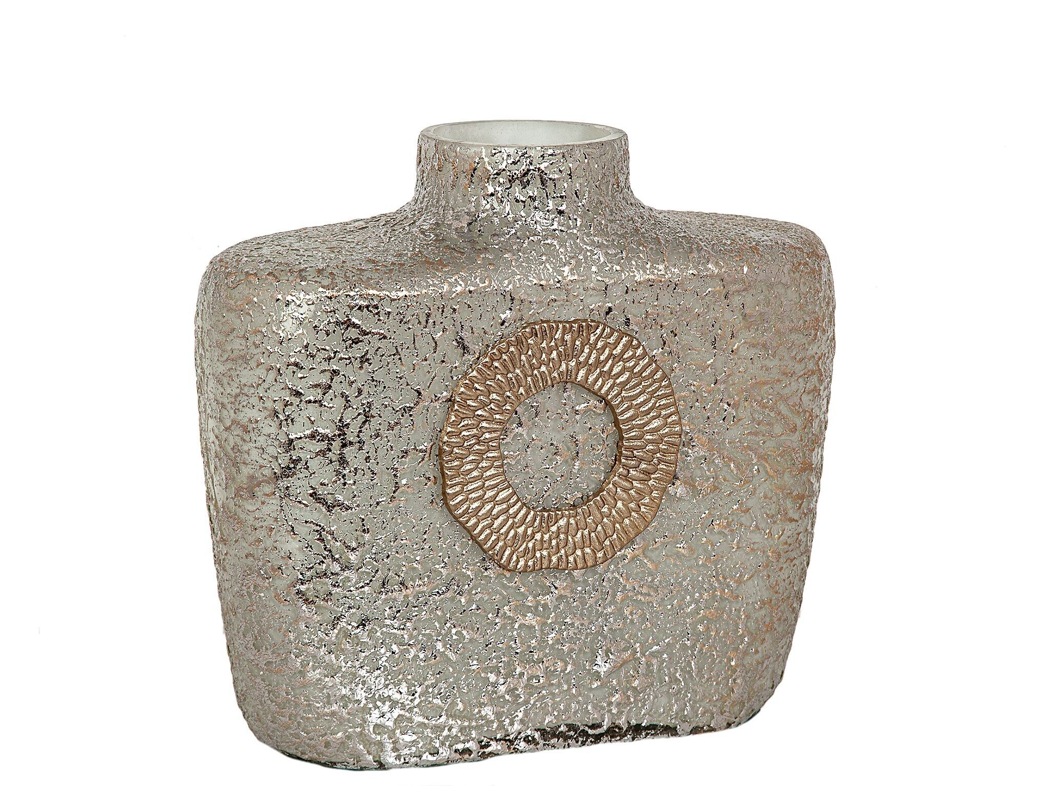 VASO IN VETRO ARGENTO COPERCHIO IN METALLO DORATO HM252206