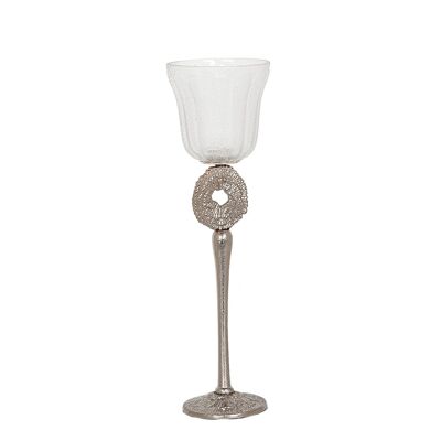 GLASS CUP WITH SILVER METAL FOOT HM252212
