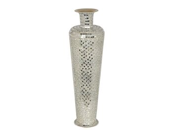 VASE DE SOL MOSAIQUE MÉTAL/ARGENT 20X20X71CM HM252215 2