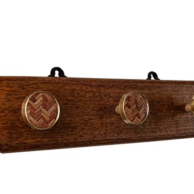 WOOD/BAMBOO/METAL HANGER 3 KNOBS 41X12X7CM HM302211