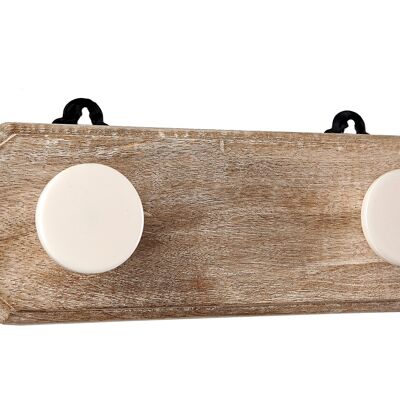 WOOD/RESIN HANGER WITH 2 KNOBS 28X12X7CM HM302213