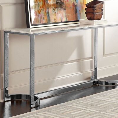 SILVER STAINLESS STEEL CONSOLE MARBLE TOP HM352209