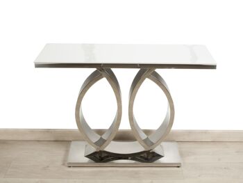 CONSOLE EN ACIER INOXYDABLE ARGENT PLATEAU EN MARBRE ARTIFICIEL 110X40X80CM HM352210 8