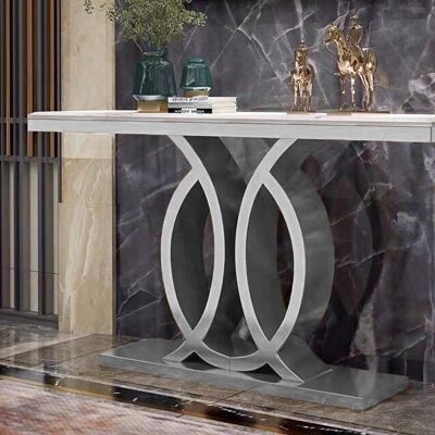 SILVER STAINLESS STEEL CONSOLE ARTIFICIAL MARBLE TOP HM352210
