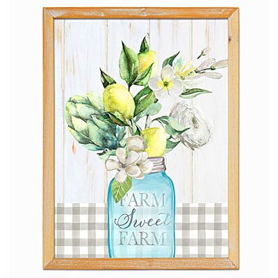 PAINTED WOODEN BOARD WITH WOODEN FRAME HM401195