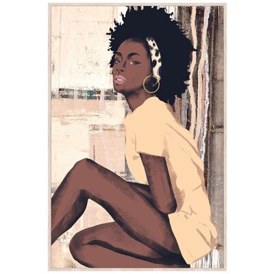 CUADRO LIENZO MARCO DM MUJER AFRO 62X4X92CM HM402205