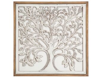 PLAQUE MURALE AVEC CADRE DM NATUREL/BLANC 60X4X60CM HM402281 1