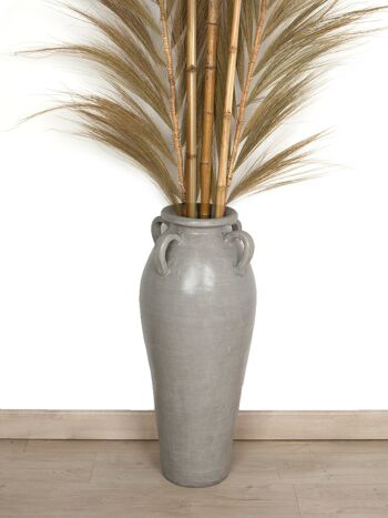 VASE TERRE CUITE ANSES GRIS 30X30X80CM HM472220 1