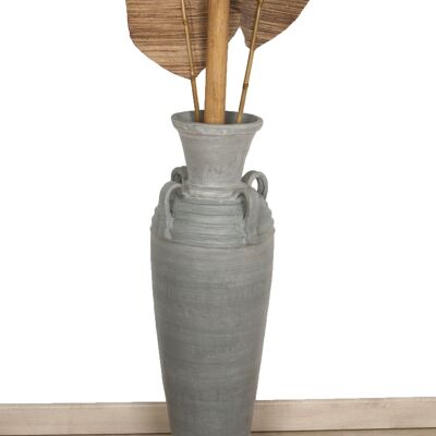 VASE EN TERRE CUITE AVEC POIGNÉES GRISES HM472221