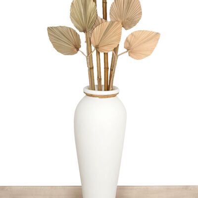 VASE TERRE CUITE BLANCHE AVEC CORDE 30X30X100CM HM472227