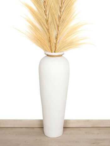 VASE EN TERRE CUITE BLANCHE AVEC CORDE 33X33X82CM HM472228 1