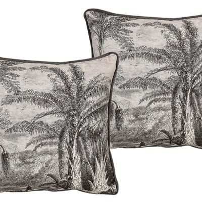 COLONIAL BLACK/WHITE CUSHION 100% COTTON 500 GRMS 45X12X45CM HM492274