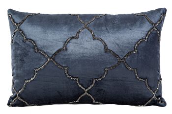 COUSSIN VELOURS BLEU NUIT AVEC RANGS 30X10X45CM HM492281